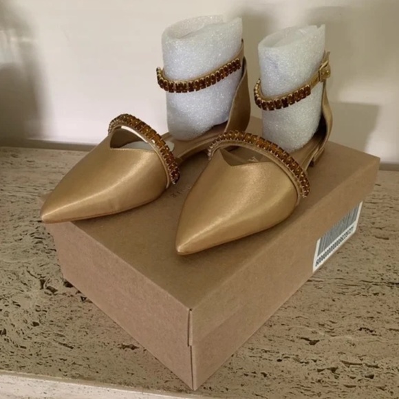 Anthropologie Gold Flats with Embellished Straps - Picture 6 of 8